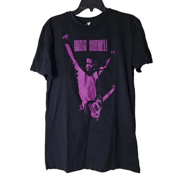 Chris Cornell Black Purple Short Sleeve Graphic Tee Unisex Size Large - Picture 1 of 6